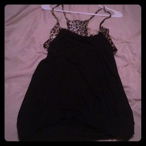 Open side black and leopard top